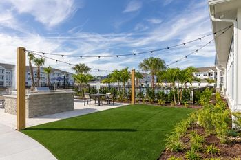 Courtyard lit social gaming area